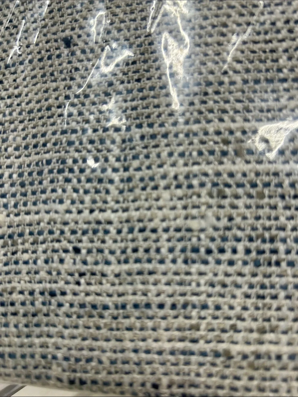 Crate&Barrel Textured Poly Curtain Panel - Light Gray with Navy Speckles